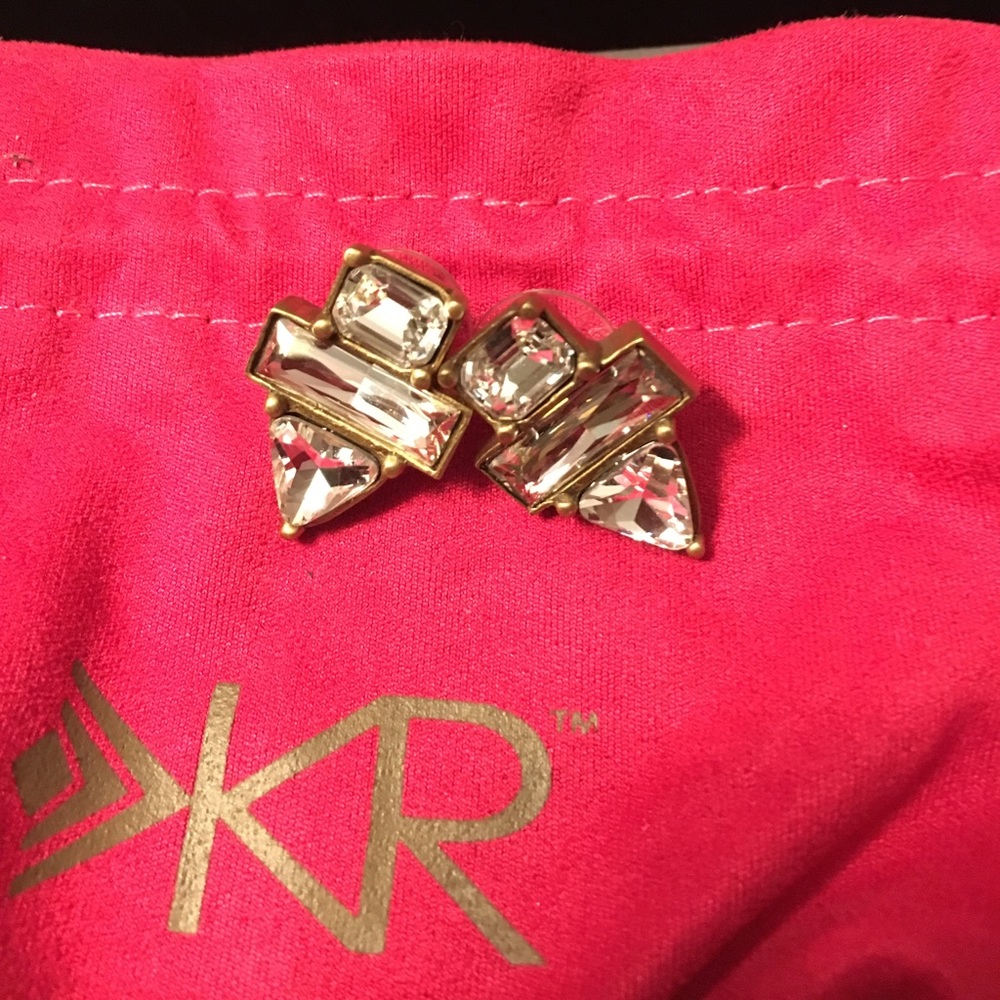 CZ & Brass post earrings